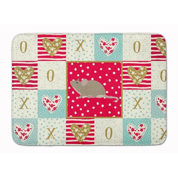 Carolines Treasures 19 x 27 in. Grey Domestic Mouse Love Machine Washable Memory Foam Mat CK5450RUG - main